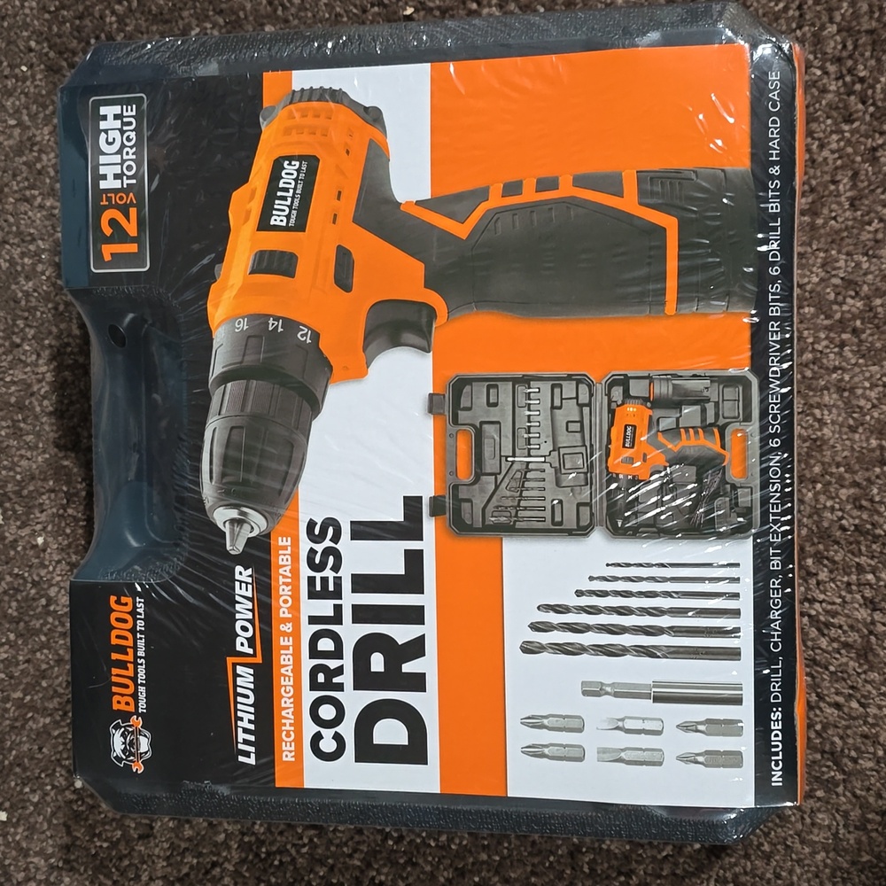 COPY - NIP. BullDog Rechargeable & Portable Cordless Drill Set.